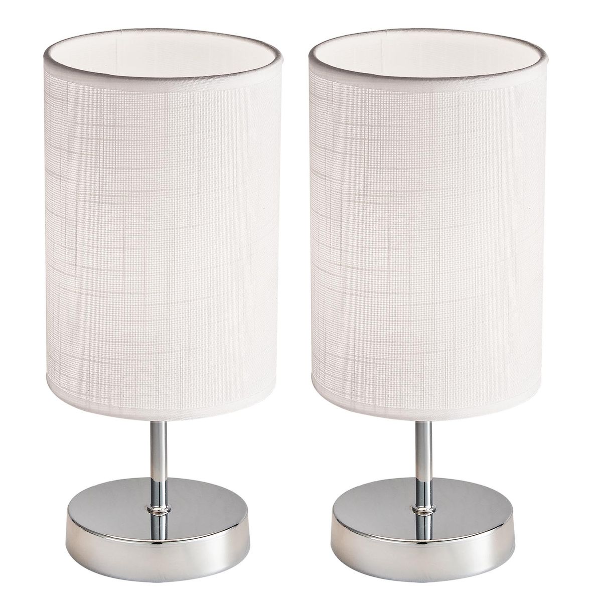 Elegant Chrome Bedside Lamps with White Fabric Shades | Shop Today. Get ...