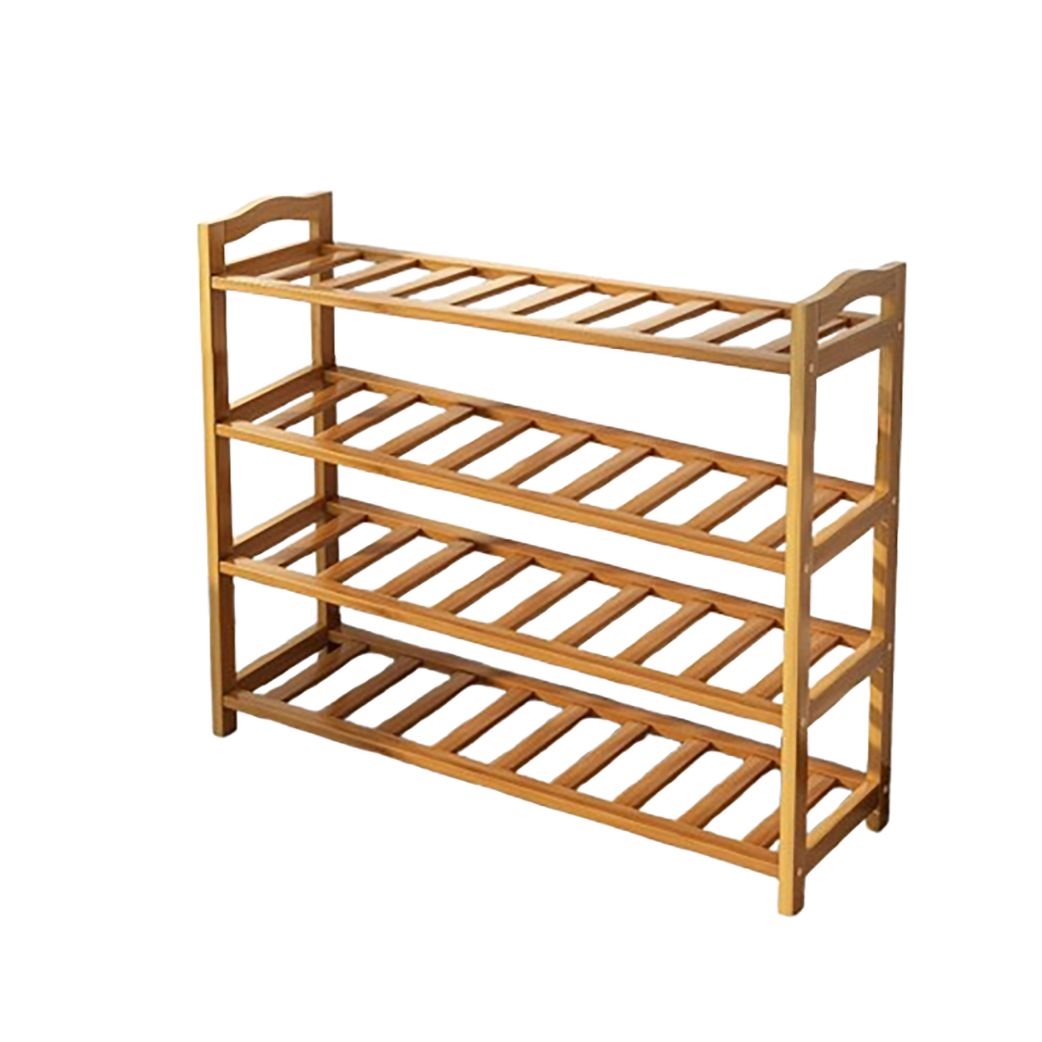 Bamboo Wood Shoe Rack With 4 Tier Shoe Shelf Storage Organizer