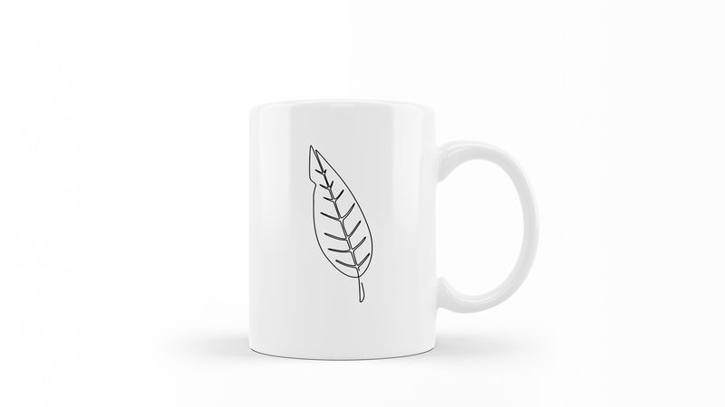 Designer Line Art Coffee Mug - Abstract Leaf 9