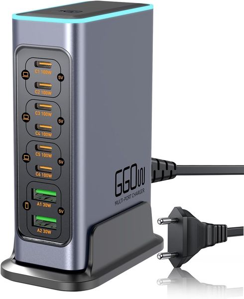 660W USB C Charger 8-Port Fast GaN Charging Station