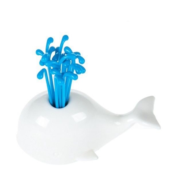 Cute Whale Fruit Stick Pick - Set Of 3
