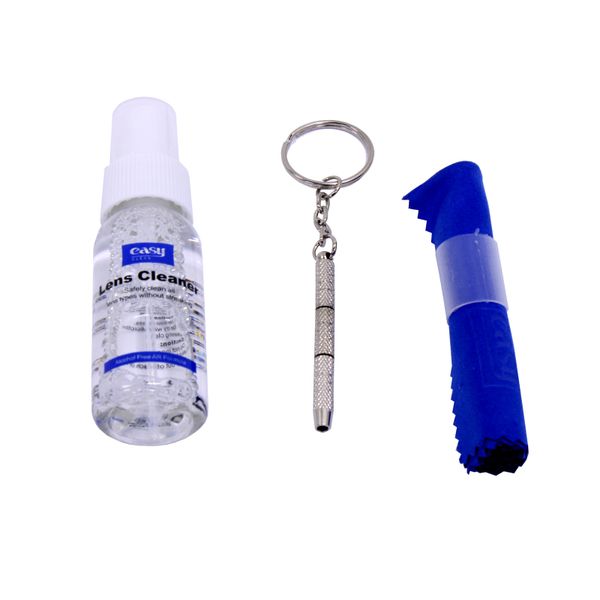 Lens Cleaning Kit - Lens Cleaner - Microfibre Cloth &amp; Keyring Screwdriver