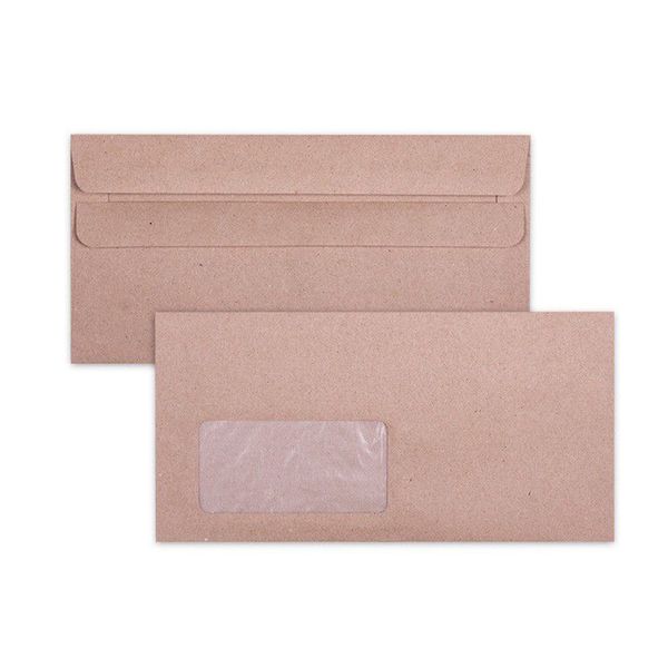 DL BANKER 110mm x 220mm MANILLA WINDOW Envelopes Self-Seal (Box of 500)