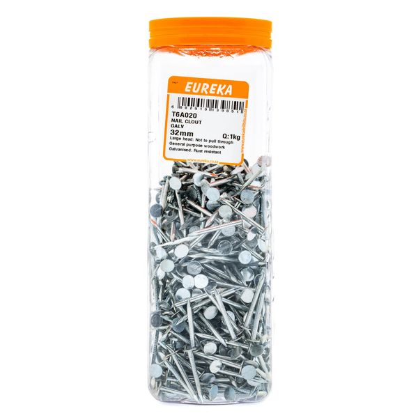 EUREKA Clout Nail Galvanised 32mm Q:1kg T6A020