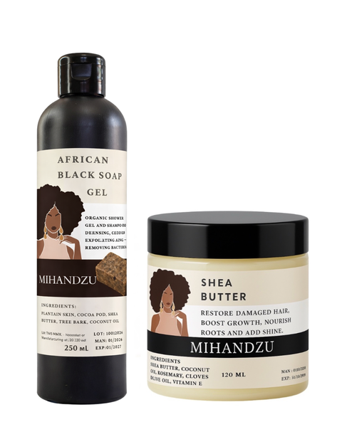 Hair Growth &amp; Hydrate Set - African BlackSoap &amp; Herbal Infused Shea Butter