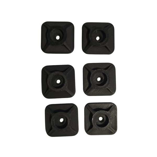 4 Way Plastic Cable Tie Clip - Screw or Stick-On - Black - Pack 6
