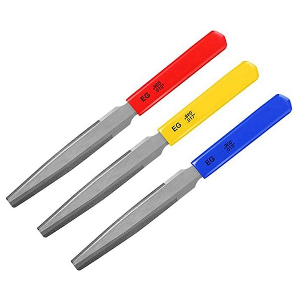 3Pcs Tapered Guitar Nut File Nut Slotted File Set for Bass,7.6 Inches