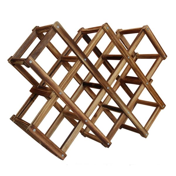 8 Wine Bottle Holder Folding Collapsible Wooden Storage Container Rack
