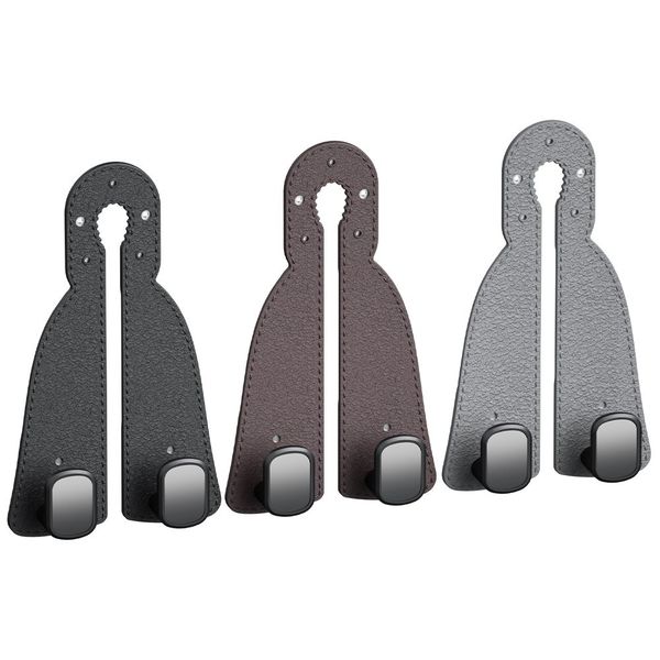 3-Pack Car Seat Back Hooks - Black, Brown &amp; Grey Double Hooks