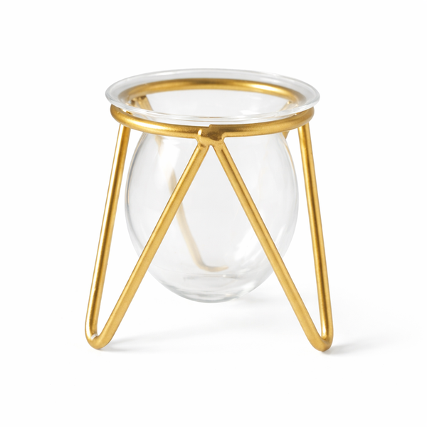 Glass Metal Tealight Candle Holder - Gold