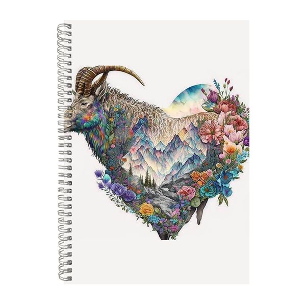 Goat 2 Watercolor Heart Notebook Animal Gift Idea Notepad Pad 117