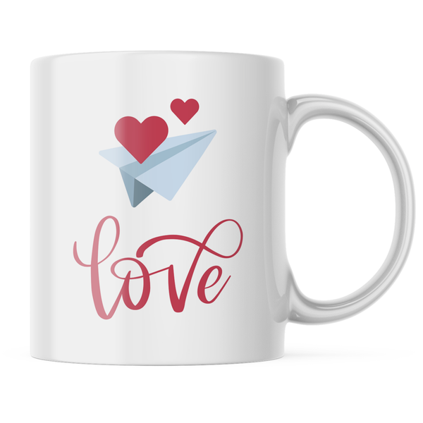 Ceramic Paper Jet Love Mug - White - 11 OZ