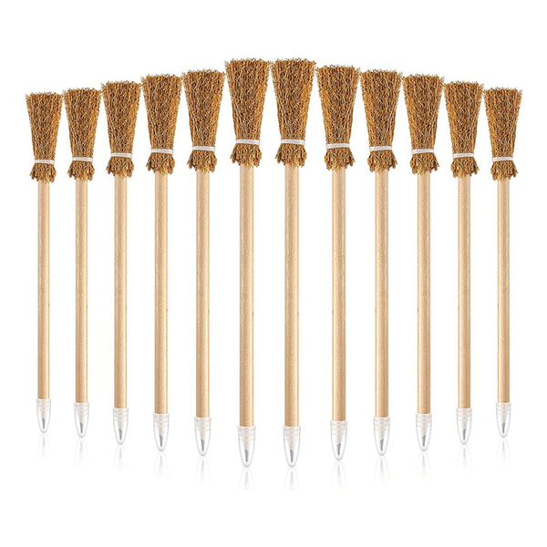 12 Pcs Witch Broom Pencils for Halloween Broomstick Ballpoint Pencils Hallo