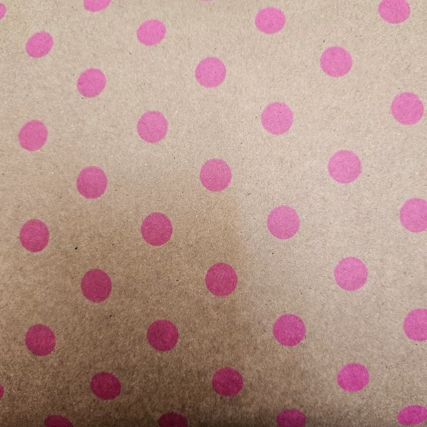 Kraft Wrapping Paper With Pink Dots - 10m roll