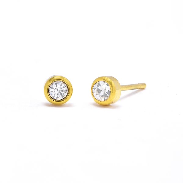 Androgyny Waterproof Stainless Steel Cubic Zirconia Tube Stud Earrings