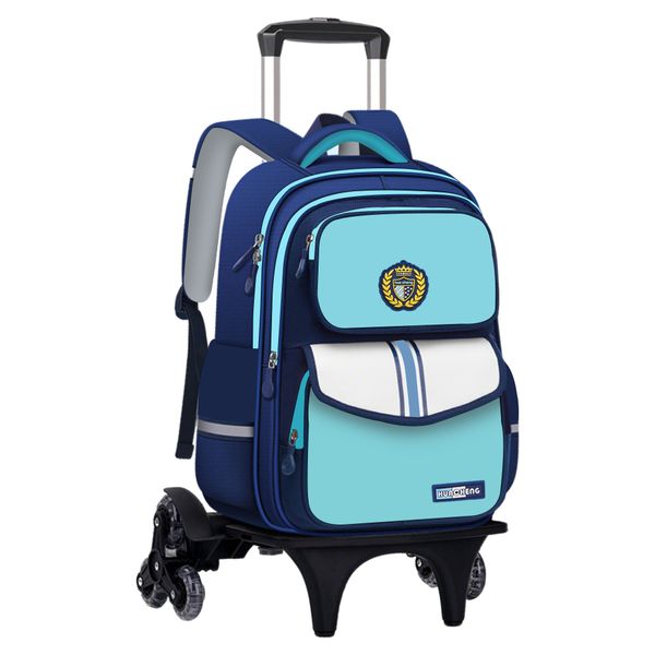 6 Wheels Rolling Backpack for Student, Trolley Wheel School Bag