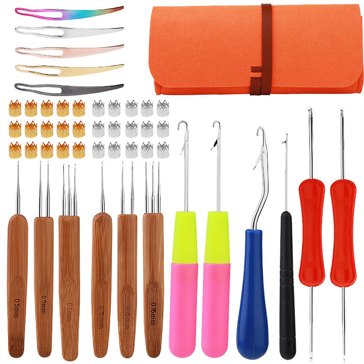 Dreadlock Crochet Hook 48Pcs for Hair Braiding with Case and Dreadlock