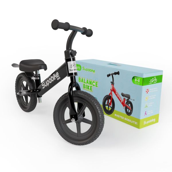 SUPABIKE 12" Kids Balance Bike - 18 Months To 4 Years - Black