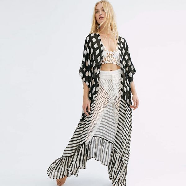 Square Lines Beach Cover Up for Women