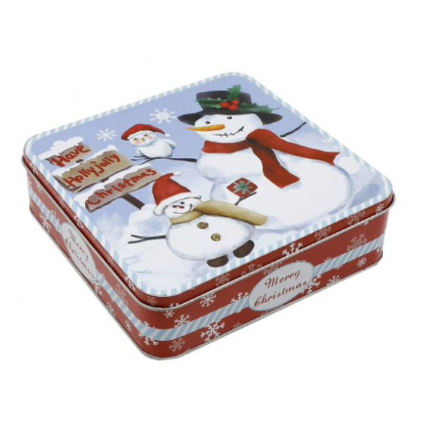 Home Storage Christmas Square Gift Metal Tin Handmade Cookies Candy Tin 19c