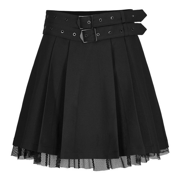 PUNK RAVE Gothic Pleated Gauze Mini Skirt