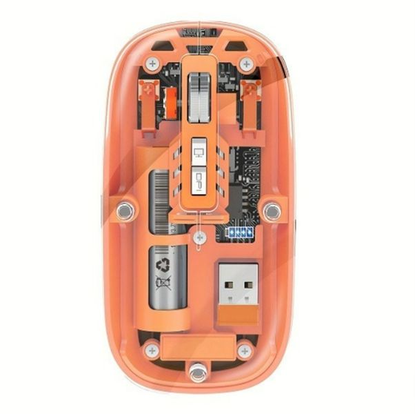 Portable Ultra-Thin Backlit Transparent Wireless Rechargeable Mouse-Orange