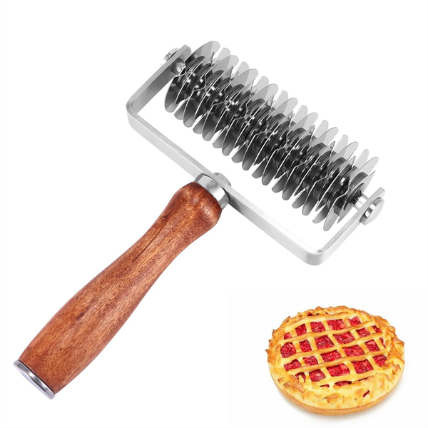Wooden Handle Dough Lattice Roller Cutter - Premium Stainless Steel