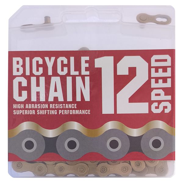 Fluir 12 Speed Bicycle Chain Titanium Gold Plated 126L