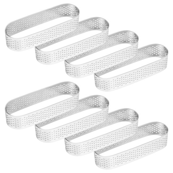 8Pcs Oval Tartlet Molds French Dessert Mousse Fruit Pie Tart Ring Quiche Ca