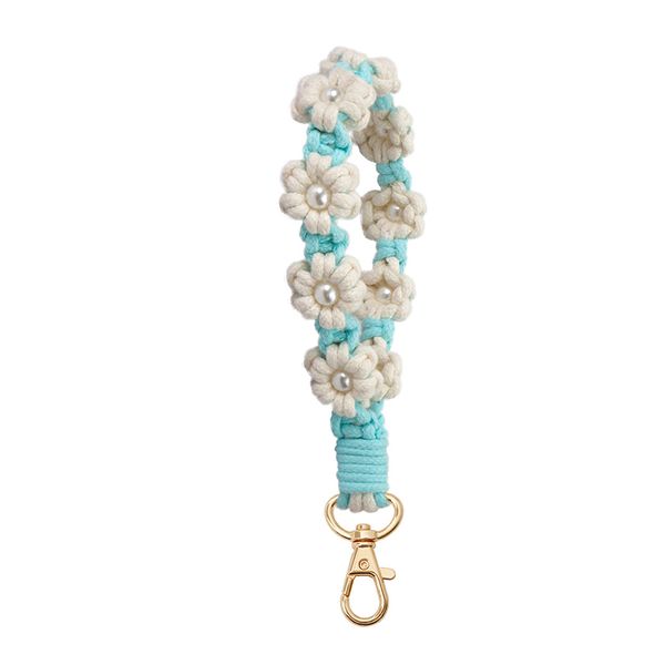 Flower Pearls Two Color Braided Cotton Rope Car Keychain Handbag Charms