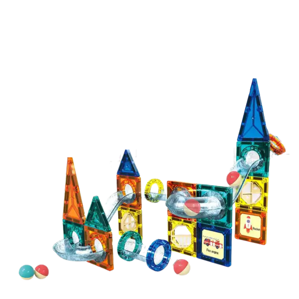 Marble Run Magnetic Tiles with Running Ball - Educational Block Set - 97 Piece