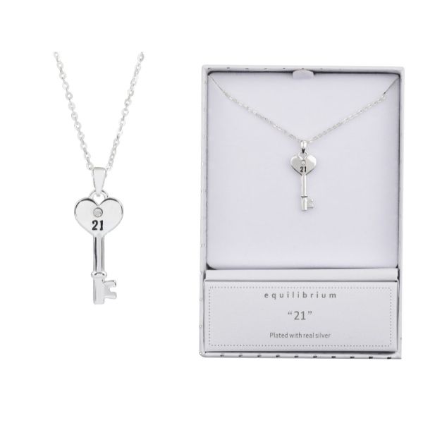 Equilibrium Silver Plated Pendant Necklace 21st Birthday Commemorative Gift