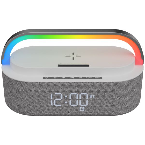 Alarm Clock with Wireless Charger and Bluetooth Speaker
