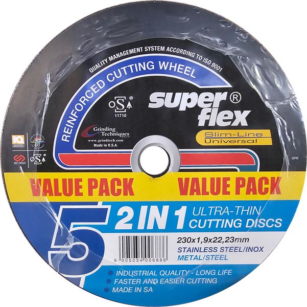 Superflex Industrial Cutting Disc 2IN1 Type 41 - 230X1.9mm - 5 Pack