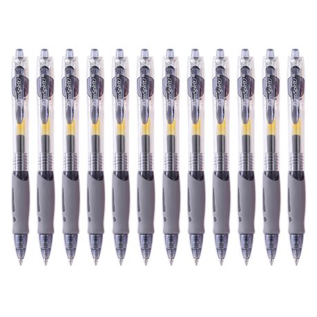 12 Pack Retractable Fine Gel Pen 0.7mm Black Ink Ball Point Pens Image