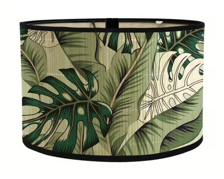 Decor Round Printed Pendant Detachable Bamboo Lampshade - 30cm