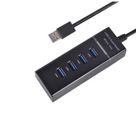 Qeefun 4-Port USB 3.0 Hub with 2ft Extended Cable with Individual LED