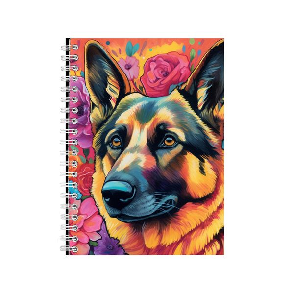 German Shepherd Dog Orange Neon Notebook Gift Idea A4 Notepad Pad 73