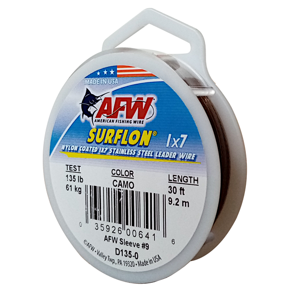 American Fishing Wire Surflon Camo Brown Leader Wire 61Kg/135Lb