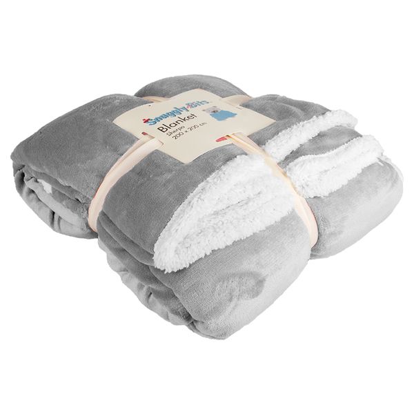 Grey Soft Sherpa Blanket King Size - 200 x 200cm