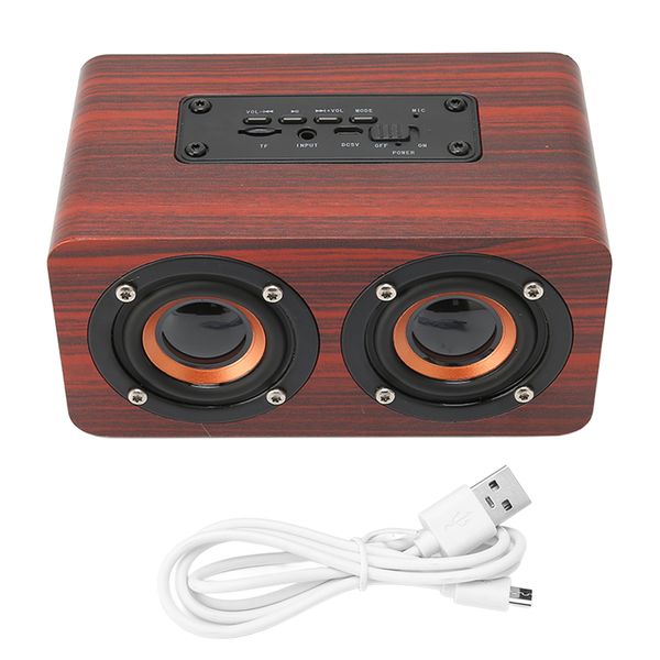 Retro Bluetooth Speaker Supports Memory Card USB AUX MP3 Red Wood Grain