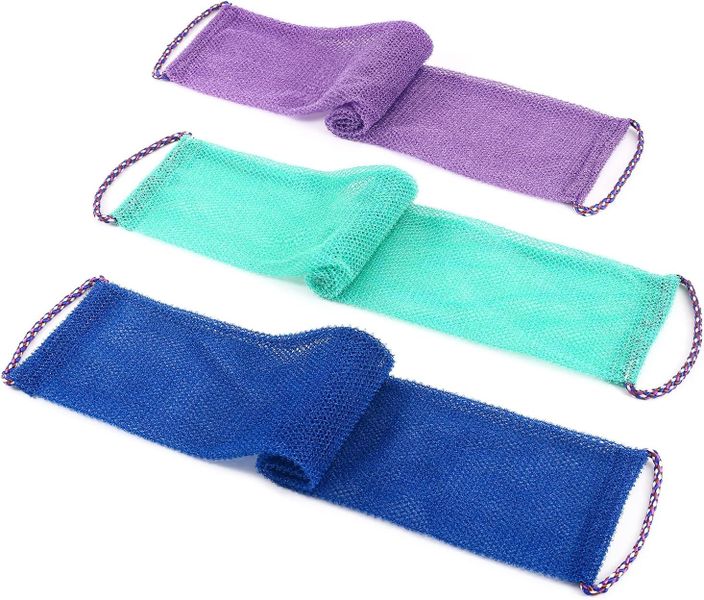 3-Pack African Net Bath Sponge Exfoliating Back Scrubber Towel