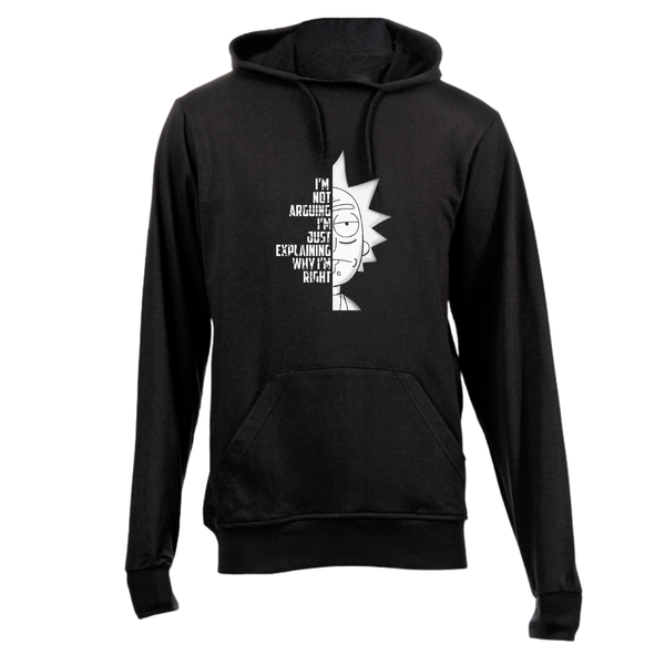 Black Brushed Cotton Hoodie - Rick and Morty Im Just Explaining