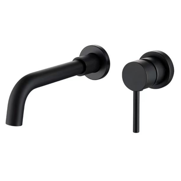 Brass Wall Mounted Separated Style Basin Mixer - Black