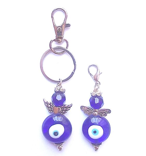 EM22 – Evil Eye Angels Keyring/Bag Charm &amp; Zipper Charm (Set of 2) EM22