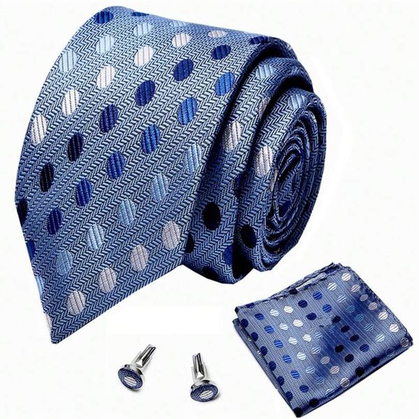 Hi-Tie Silk Ties for Men Classic Woven Silk Business Polka Dot Mens Ties