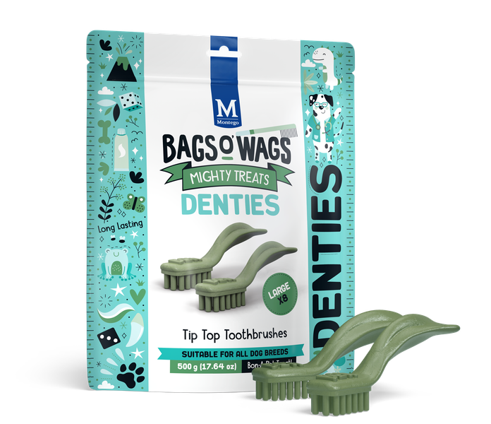 Montego Bags O' Wags - Denties Toothbrush Large Dog Treats - 500 g