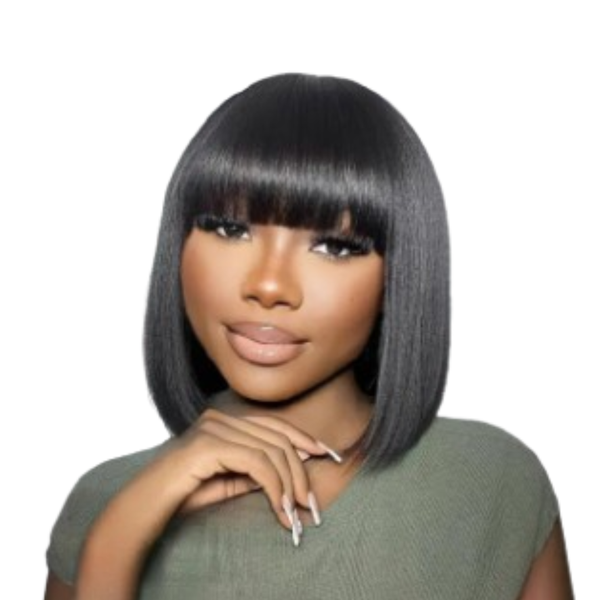 10" Brazilian Hair Bob Cut Fringe Wig
