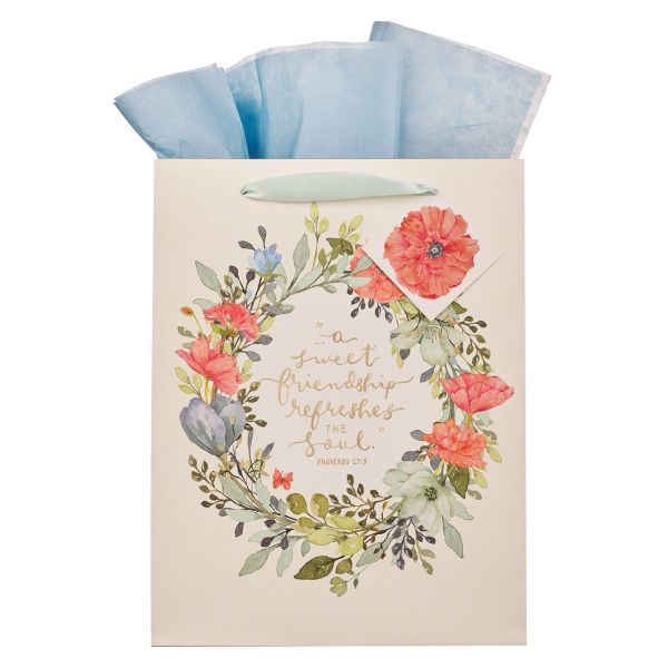 Portrait Gift Bag with Gift Tag - A Sweet Friendship Refreshes the Soul