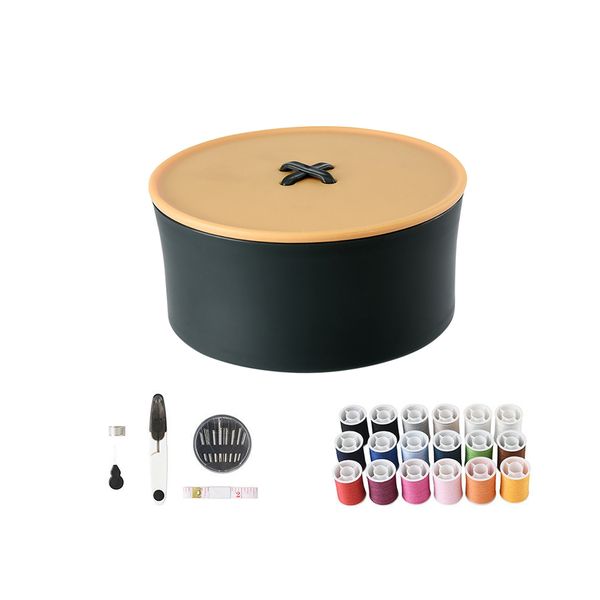 2-Layer Sewing Box Portable Sewing Kit Stitching Repair Kit 23 Sets-Yellow